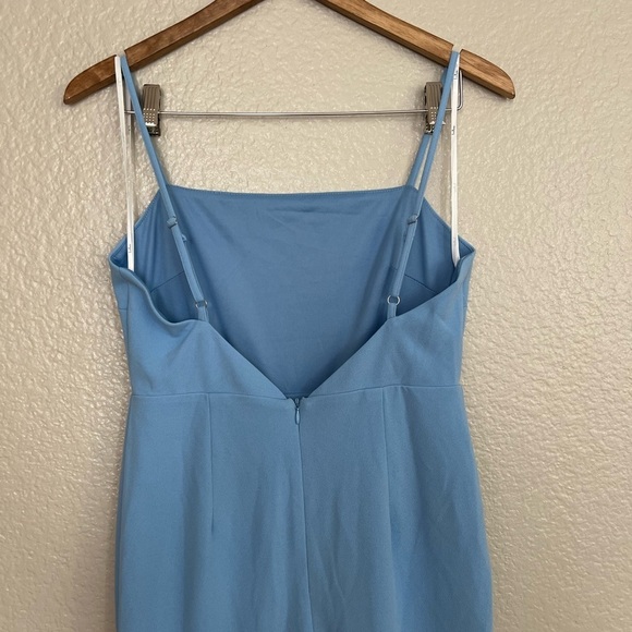 NWOT Stunning Enchantment Light Blue Backless Trumpet Hem Maxi Dress - Picture 6 of 10